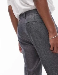 Topman Taper Cross Hatch Suit Trouser In Grey For Men -Daily Wardrobe Shop 206403036 4