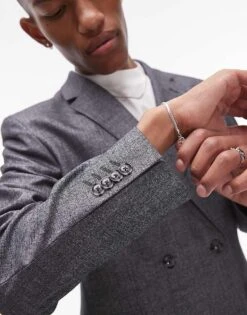 Topman Slim Cross Hatch Suit Jacket In Grey For Men -Daily Wardrobe Shop 206403052 5