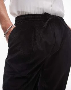 Topman Taper Cord Trousers In Black For Men -Daily Wardrobe Shop 206403068 3