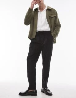 Topman Taper Cord Trousers In Black For Men -Daily Wardrobe Shop 206403068 4