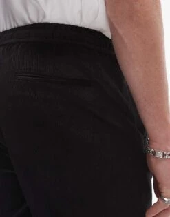 Topman Taper Cord Trousers In Black For Men -Daily Wardrobe Shop 206403068 5