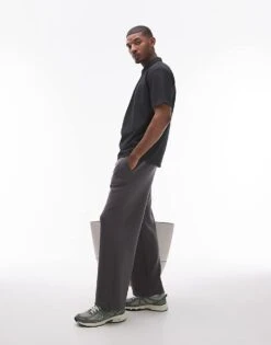 Topman Oversized Fit Polo In Washed Black For Men -Daily Wardrobe Shop 206406312 3