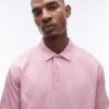 Topman Oversized Fit Polo In Washed Pink For Men -Daily Wardrobe Shop 206406337 1 pink
