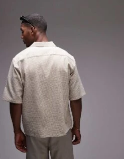 Topman Short Sleeve Gingham Seersucker Shirt In Ecru For Men Green 9 Topman Short Sleeve Gingham Seersucker Shirt In Ecru For Men Green -Daily Wardrobe Shop 206410981 3