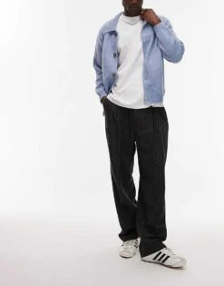 Topman Premium Pinstripe Wool Blend In Charcoal -Daily Wardrobe Shop 206415261 1 grey