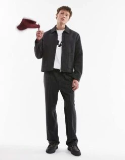 Topman Premium Pinstripe Wool Blend In Charcoal -Daily Wardrobe Shop 206415340 1 charcoal 1