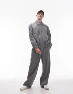 Topman Wool Mix Set In Grey