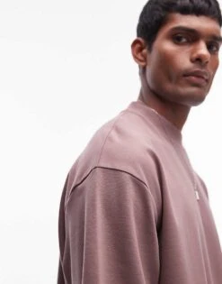 Topman Premium Heavyweight Oversized Fit Mid Sleeve T-shirt 300gsm In Mink For Men -Daily Wardrobe Shop 206440375 3