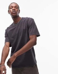 Topman Oversized Fit Washed T-shirt With Seam Detail In Washed Black For Men -Daily Wardrobe Shop 206441270 1 washedblack 1