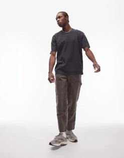 Topman Oversized Fit Washed T-shirt With Seam Detail In Washed Black For Men -Daily Wardrobe Shop 206441270 2