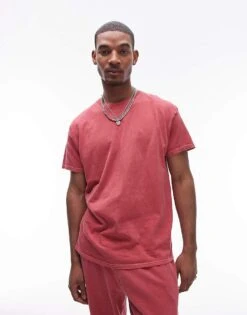 Topman Vintage Wash Oversize Fit T-shirt In Red For Men