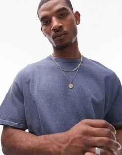 Topman Vintage Wash Oversize Fit T-shirt In Blue For Men