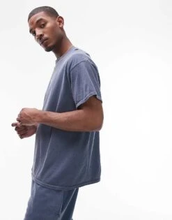 Topman Vintage Wash Oversize Fit T-shirt In Blue For Men 9 Topman Vintage Wash Oversize Fit T-shirt In Blue For Men -Daily Wardrobe Shop 206456438 3