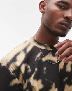 Topman Oversized Fit Blurred Floral Printed Plisse T-shirt In Black For Men 9 Topman Oversized Fit Blurred Floral Printed Plisse T-shirt In Black For Men -Daily Wardrobe Shop 206456503 3