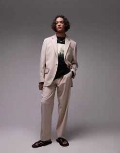 Topman Relaxed Suit In Dusty Pink