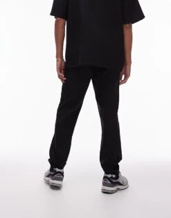 Topman Smart Taper Trousers With Elasticated Waistband In Black For Men -Daily Wardrobe Shop 206474645 5