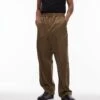 Topman Elasticated Waist Wide Leg Trouser In Khaki For Men -Daily Wardrobe Shop 206474661 1 khaki