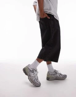 Topman Jort Denim Shorts In Washed Black For Men -Daily Wardrobe Shop 206490709 3