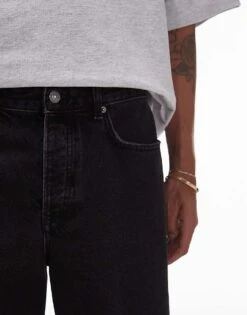 Topman Jort Denim Shorts In Washed Black For Men -Daily Wardrobe Shop 206490709 4