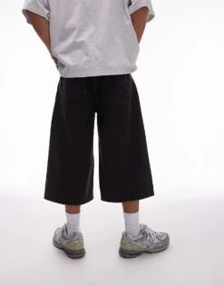 Topman Jort Denim Shorts In Washed Black For Men -Daily Wardrobe Shop 206490709 5