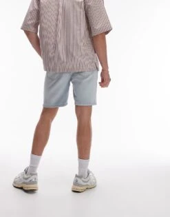 Topman Straight Denim Shorts In Bleach For Men -Daily Wardrobe Shop 206490734 3