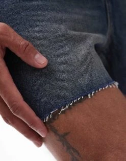 Topman Micro Denim Shorts In Dark Wash For Men -Daily Wardrobe Shop 206490755 3