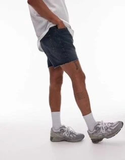 Topman Micro Denim Shorts In Dark Wash For Men -Daily Wardrobe Shop 206490755 4