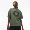 Topman Premium Extreme Oversized Fit T-shirt With Wreath Embroidery In Green For Men -Daily Wardrobe Shop 206505624 1 green