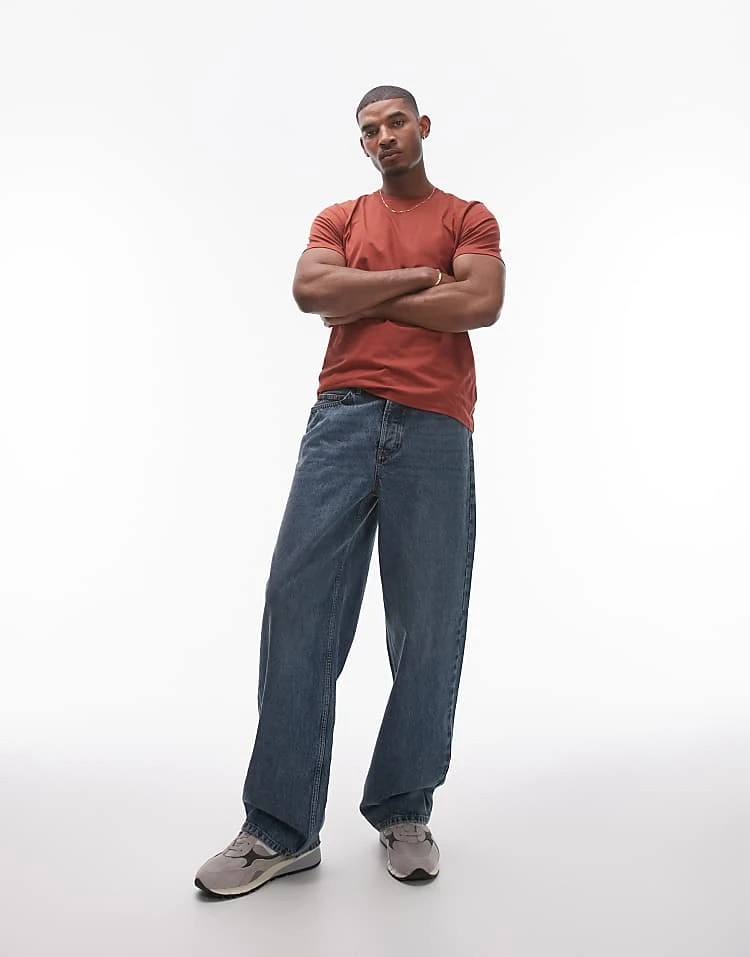 Topman Regular Fit T-shirt In Brown For Men Burgundy 3 Topman Regular Fit T-shirt In Brown For Men Burgundy