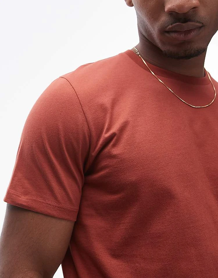 Topman Regular Fit T-shirt In Brown For Men Burgundy 5 Topman Regular Fit T-shirt In Brown For Men Burgundy - Image 3