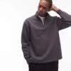 Topman 1/4 Zip Sweatshirt In Charcoal For Men -Daily Wardrobe Shop 206509765 1 charcoal