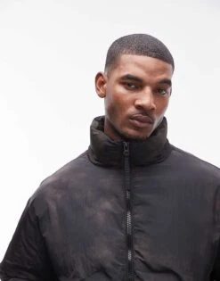 Topman Sprayed Puffer Jacket For Men Black -Daily Wardrobe Shop 206513652 3