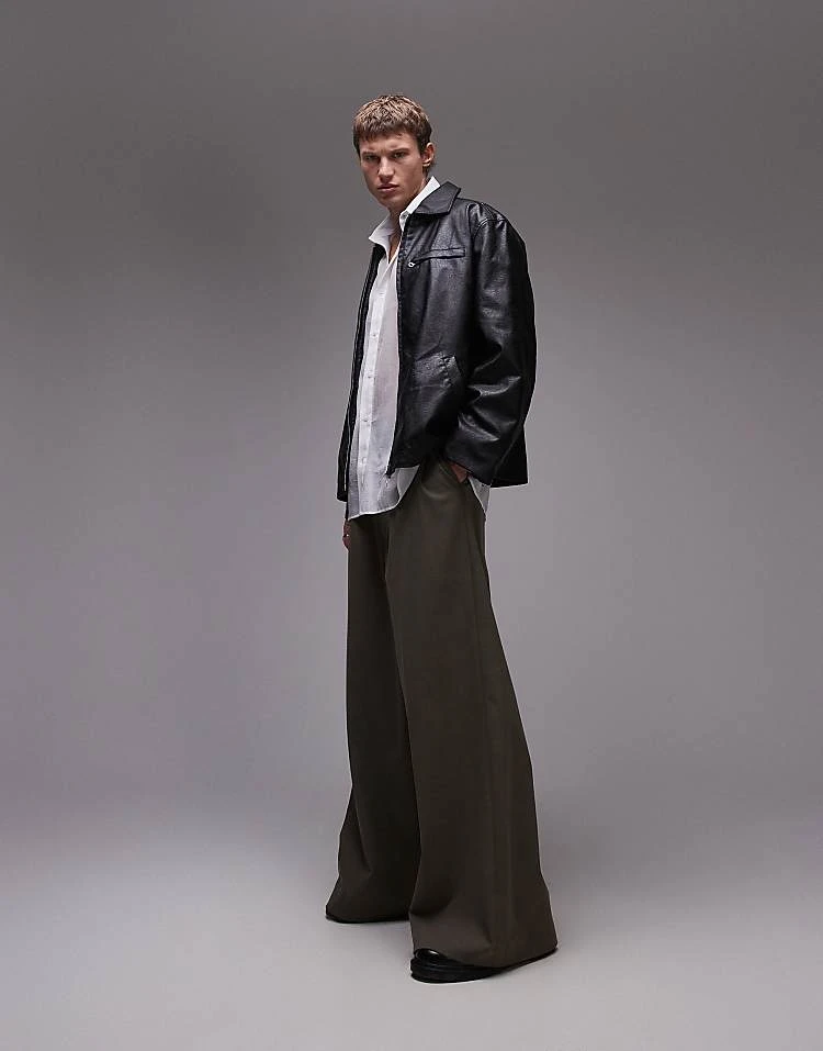 Topman Faux Leather Shacket In Black For Men 5 Topman Faux Leather Shacket In Black For Men - Image 3