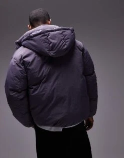 Topman Collared Puffer Jacket In Purple For Men -Daily Wardrobe Shop 206513699 4