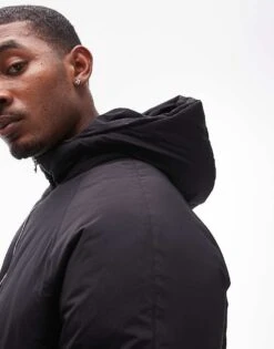 Topman Longline Puffer Jacket In Black For Men -Daily Wardrobe Shop 206513715 3