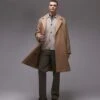 Topman Realxed Fit Single Breasted Overcoat In Camel For Men -Daily Wardrobe Shop 206513728 1 camel