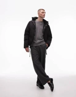 Topman Collared Puffer Jacket In Black For Men -Daily Wardrobe Shop 206513822 3