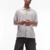 Topman Relaxed Fit Knitted Textured Button Through Shirt In Grey For Men -Daily Wardrobe Shop 206527866 1 grey