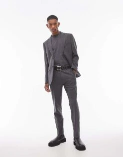 Topman Premium Slim Wool Mix Suit In Charcoal -Daily Wardrobe Shop 206534225 1 charcoal