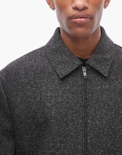 Topman Premium Harrington Wool Mix Salt And Pepper Suit Jacket In Black For Men -Daily Wardrobe Shop 206534291 3
