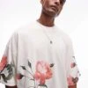 Topman Premium Extreme Oversized Fit T-shirt With All Over Floral Print In Ecru For Men 2 Topman Premium Extreme Oversized Fit T-shirt With All Over Floral Print In Ecru For Men -Daily Wardrobe Shop 206536047 1 ecru
