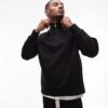 Topman Premium Heavyweight Oversized 1/4 Zip Sweatshirt In Black For Men -Daily Wardrobe Shop 206543333 1 black