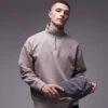 Topman Premium Heavyweight Oversized 1/4 Zip Sweatshirt In Stone For Men 2 Topman Premium Heavyweight Oversized 1/4 Zip Sweatshirt In Stone For Men -Daily Wardrobe Shop 206543517 1 stone