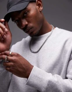 Topman Premium Heavyweight Oversized Sweatshirt In Grey Marl For Men