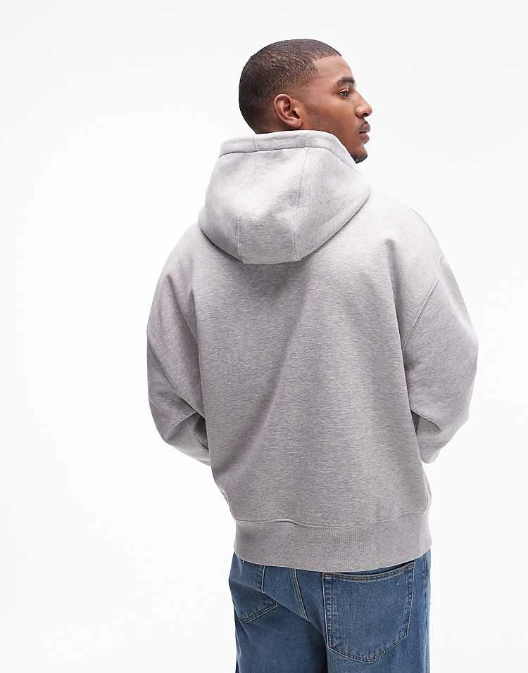 Topman Premium Heavyweight Oversized Hoodie In Grey Marl For Men 6 Topman Premium Heavyweight Oversized Hoodie In Grey Marl For Men - Image 4