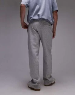 Topman Premium Heavyweight Straight Leg Jogger In Grey Marl For Men -Daily Wardrobe Shop 206543861 2