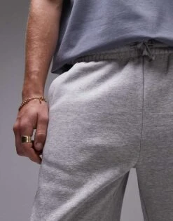Topman Premium Heavyweight Straight Leg Jogger In Grey Marl For Men -Daily Wardrobe Shop 206543861 3