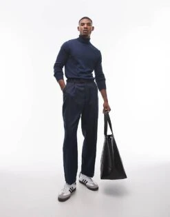 Topman Essential Roll Neck In Navy For Men -Daily Wardrobe Shop 206554193 4