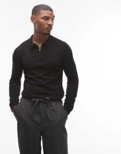 Topman Essential Polo In Black For Men -Daily Wardrobe Shop 206554210 4