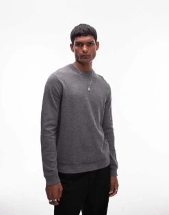 Topman Essential Crew Neck In Charcoal For Men 11 Topman Essential Crew Neck In Charcoal For Men -Daily Wardrobe Shop 206554244 1 charcoal 1